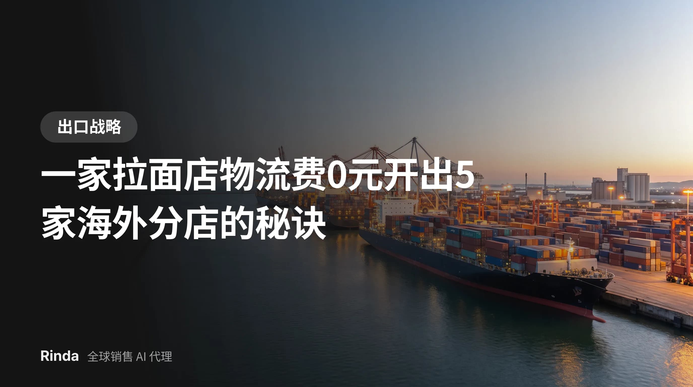 一家拉面店物流费0元开出5家海外分店的秘诀